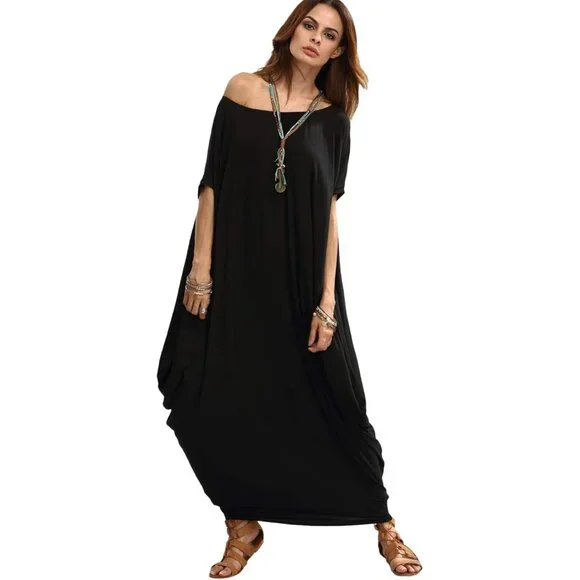 Women's Rayon Spandex Maxi Dress Oversized Harem Boho Casual Lounge Wear
